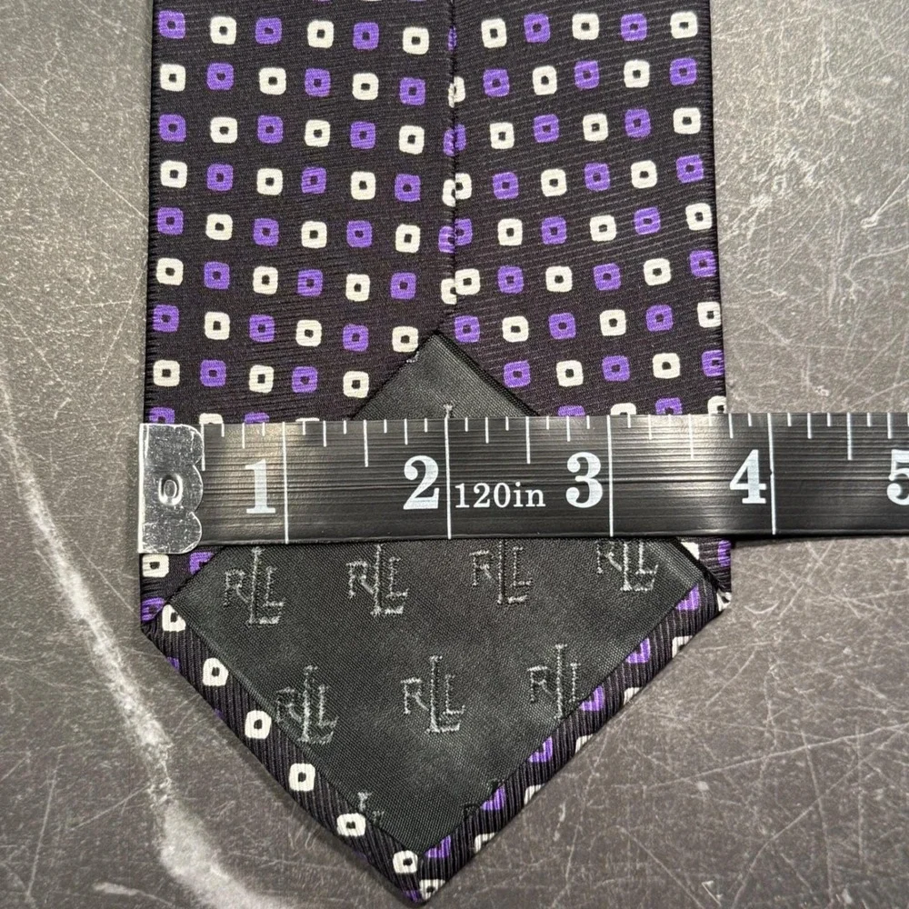 Mens‎ Tie | Lauren Ralph Lauren | Purple White Geometric Square Silk Black 2026